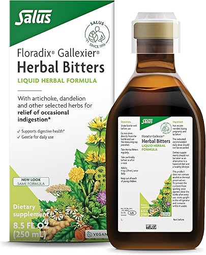 Floradix Gallexier Herbal Bitters - Digestive Support Supplement with Artichoke, Dandelion, Turmeric, Ginger & More - Liquid Formula - Easily