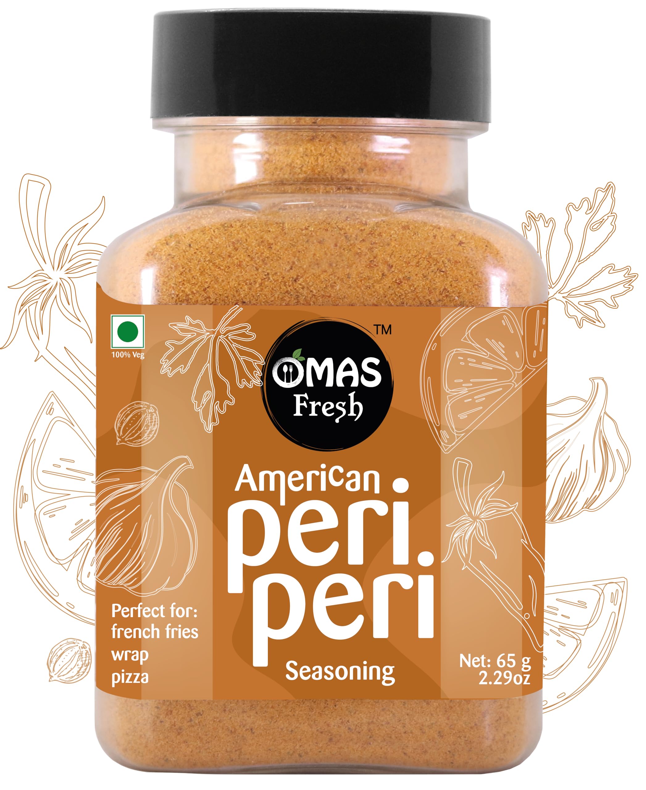 Omas Fresh American Peri Peri Seasoning Best for French Fries, Wrap, Pizza, Pop-Corn, Twister (65g)-picture-34