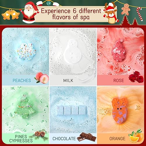 Miniatura 4 de MAQUITA Caja ciega de bombas de baño de Navidad, bombas de baño hechas a mano con aceites esenciales naturales, con sorpresa en el interior, cajas