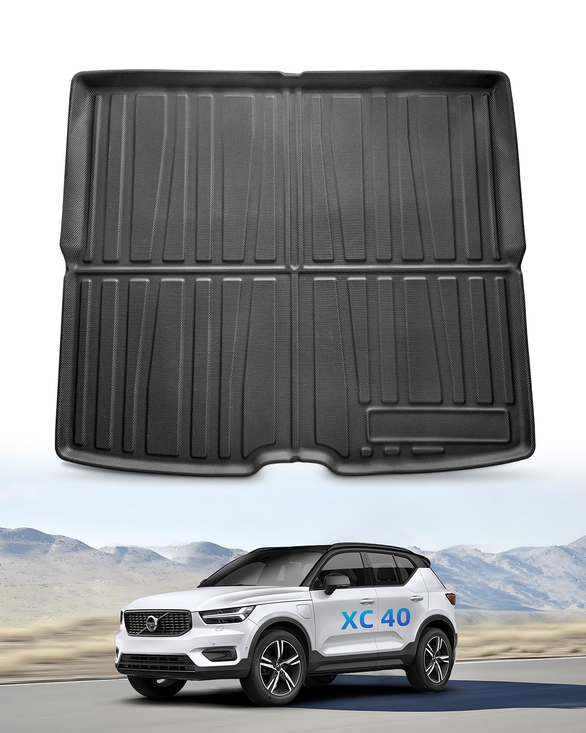 Tappetini per Bagagliaio per Volvo XC40 2026 2025 2024 2023 2022 2021 2020 2019 2018, XC40 Tappetino Baule Originale TPE Tappeti Bagagliaio Posteriore con Bordo Alto, Accessori Impermeabili