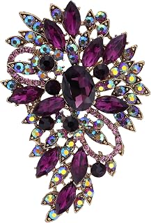Women's Austrian Crystal Wedding Flower Leaf Bouquet Brooch