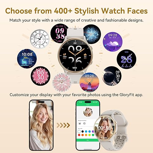 Miniatura 4 de KEEPONFIT Relojes inteligentes para mujer, rastreador de actividad física con monitor de frecuencia cardíaca y SpO2, rastreador de actividad