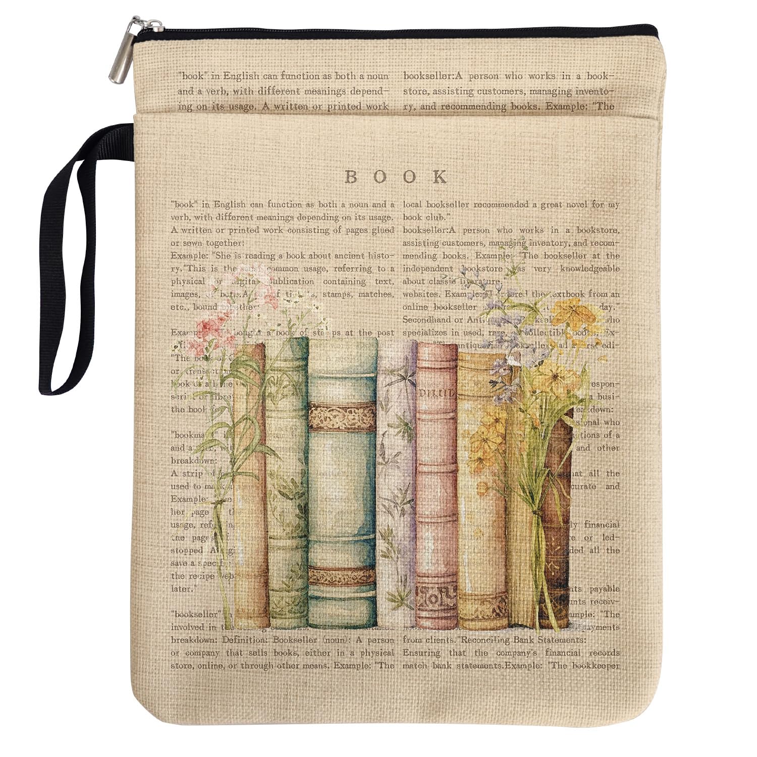 Funda vintage para libros y flores silvestres, regalos para amantes de los libros para lectores, libros de gusano de biblioteca, accesorios de lectura para estudiantes profesores, protector de