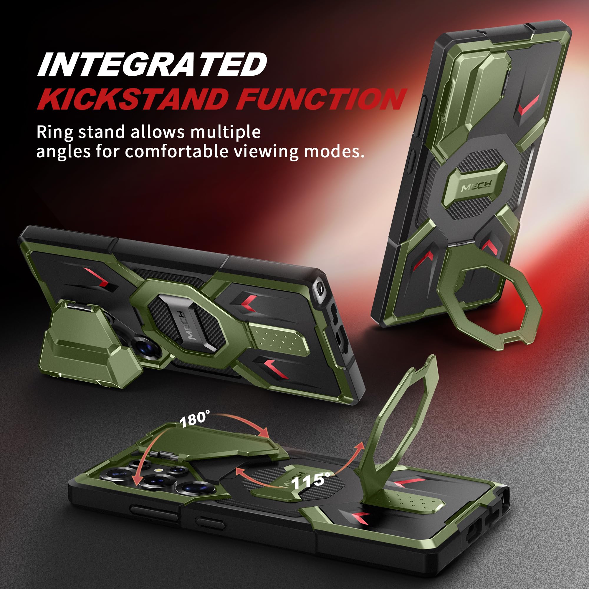 TONGATE Magnetyczne etui do Samsung Galaxy S25 Ultra z ochroną ekranu [kompatybilne z MagSafe] [pokrowiec ochronny na aparat] [ochrona klasy wojskowej] etui na telefon z podstawką pierścieniową S25