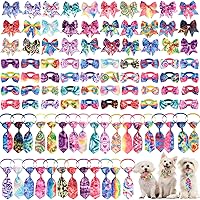 Vista 14 de Reginary El juego de 100 piezas de collar de corbatín para perro incluye 40 corbatas para perros y 30 corbatines para cachorros, 30 flores