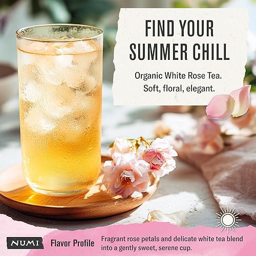 Vista 2 de Numi - Té orgánico White Rose, 16 bolsas de té blanco por caja (el embalaje puede variar)