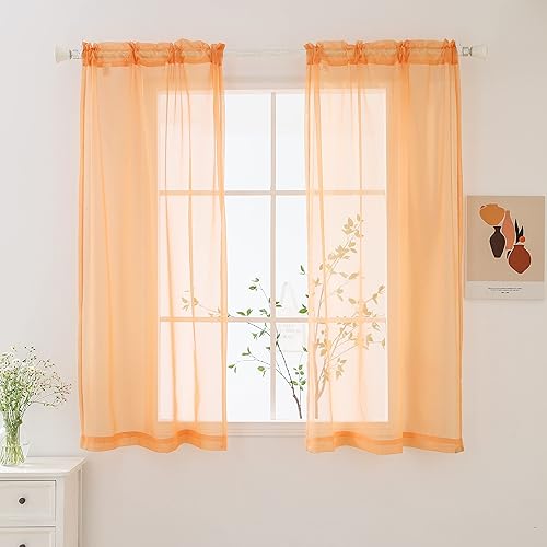 bestselected Cortinas traslúcidas para ventana, 42 pulgadas de ancho x 36 pulgadas de largo cada uno, 2 paneles, cortina transparente con bolsillo