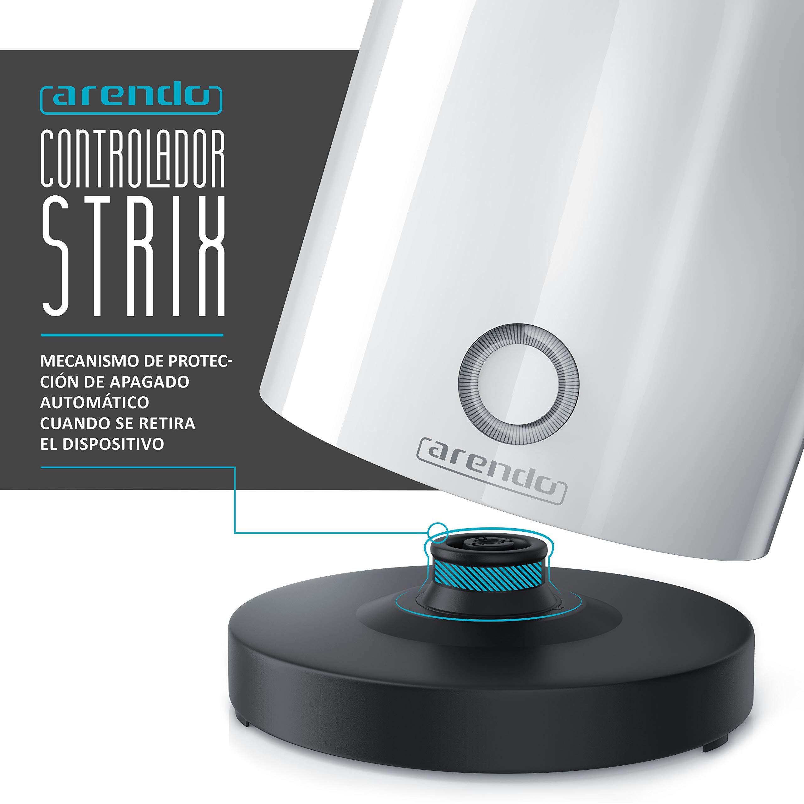 Arendo - Hervidor de agua 0,5 litro - Temperatura seleccionable 50 70 80 90 100 grados - Desconexión automática - Protección contra sobrecalentamiento - Sin BPA