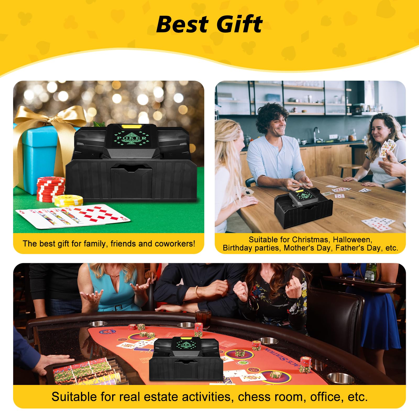 Barajador de Cartas Automático, barajador de Cartas, 2 Barajas Máquina Barajadora Eléctrica de Cartas de Póquer, Mezclador de Cartas automático para UNO, Blackjack, Texas Holdem, Juego de Cartas