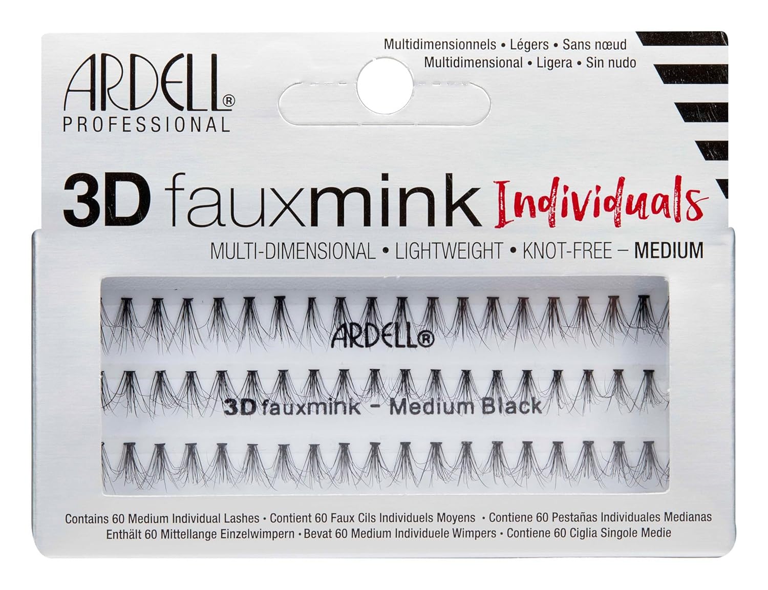 Ardell 3D Faux Mink Individual Lashes Medium Black Knot-Free Cluster Lashes Customizable Eyelash Extension Kit 4 Pack