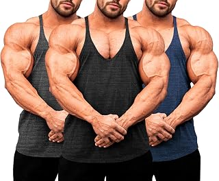 Men's Bodybuilding Stringer Tank Tops Y-Back Gym Fitness Muscle T Shirt Quick Dry (1or3 Pack)
