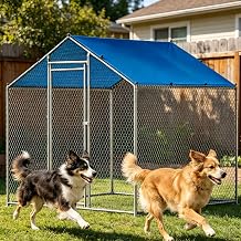 BUCATSTATE 6.6FT x 9.8FT x 6.6FT Heavy-Duty Outdoor Dog Kennel with Run, Thick PE Waterproof Roof Cover, Predator Proof & Dual Safety Lock for Medium Large Dogs