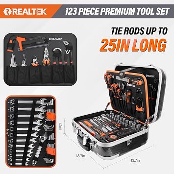 REALTEK 123pcs Tool Kit, Mechanic Tool Set, Portable Tool Kits for Home