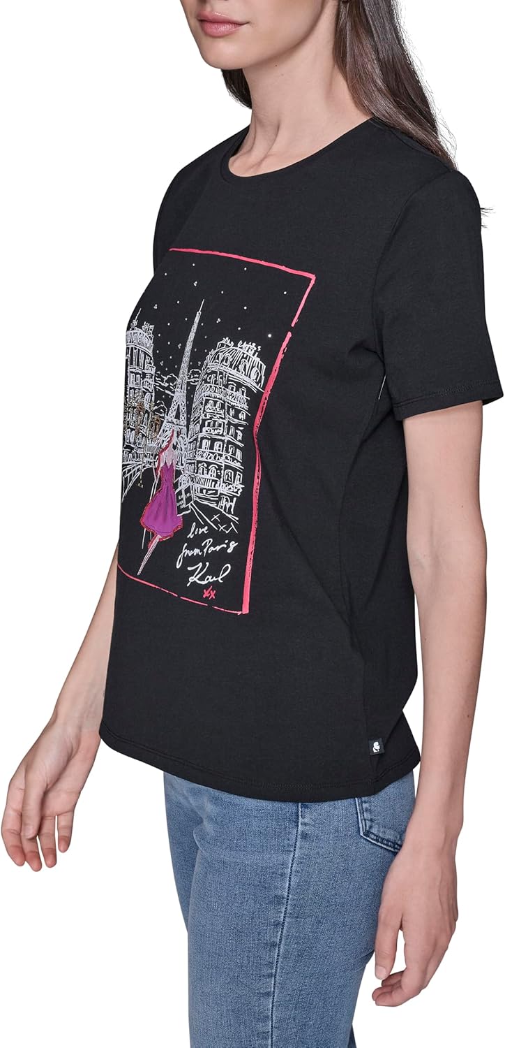 Karl Lagerfeld Womens Short Sleeve Soft Everyday Logo T-Shirt - Image 4