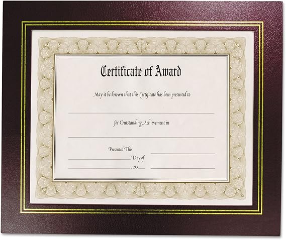 8.5 x 11 Leather Grain Certificate Frame Two Pack, Burgundy