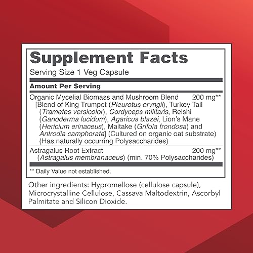 Vista 2 de Protocol Mycel Immune Plus - Mezcla de hongos con extracto de astrágalo - Suplemento de apoyo inmunológico* - Cordyceps, melena de león, maitake