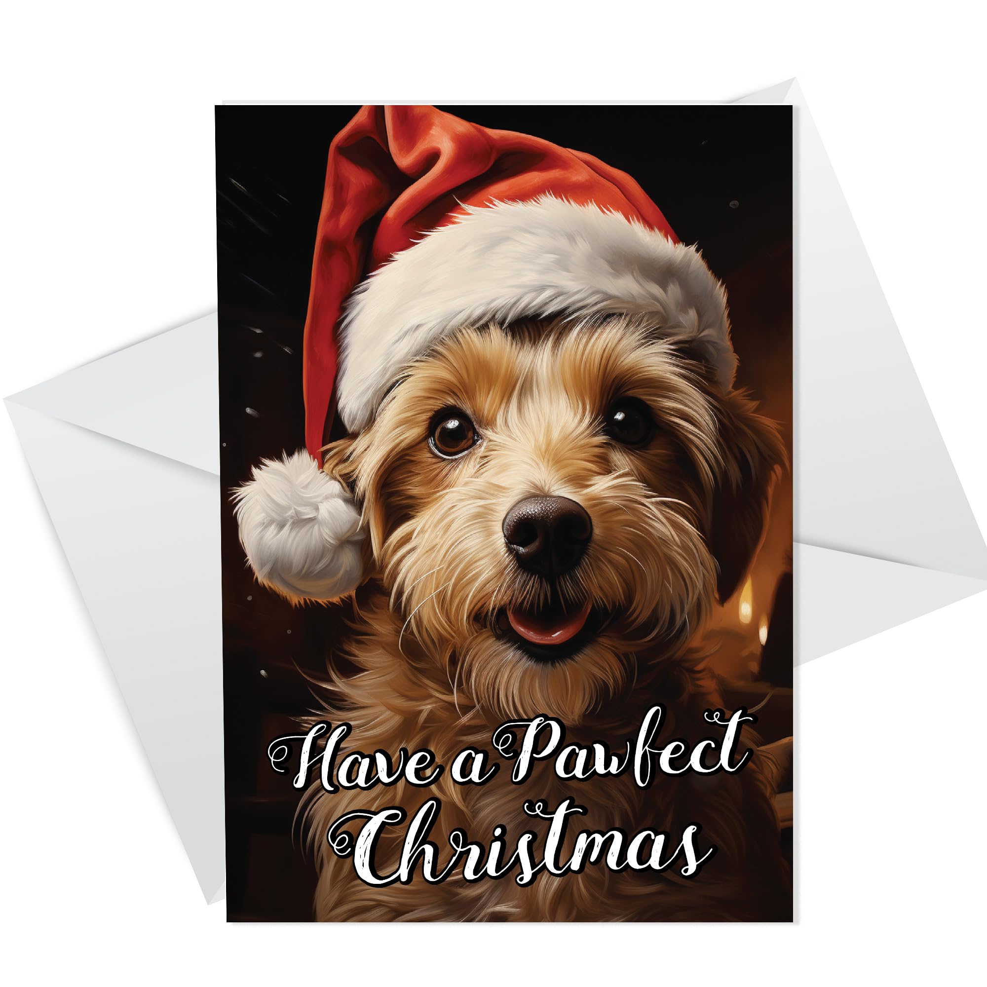 RED OCEAN Dog Christmas Card with Envelope Pawfect Greeting Card for Dog Lovers Funny Dog Christmas Card Yorkshire Terrior Cards