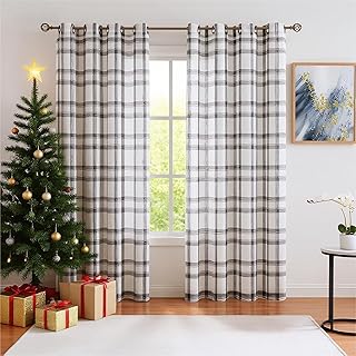 Randall Xmas Modern Geometric Curtain Panels Pair Soft Touch Light Filte...