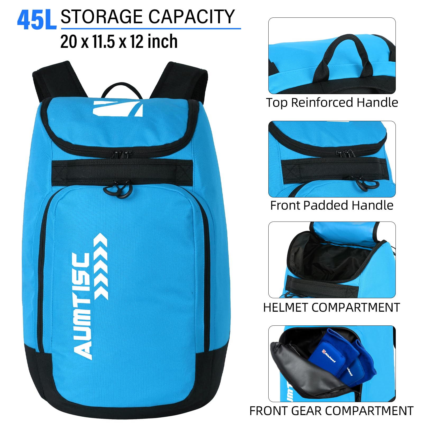 Zaino Per Sci AUMTISC - Per Scarponi, Casco, Giacca, 37x36x45 Cm, Ventilato, Impermeabile - Foto 9