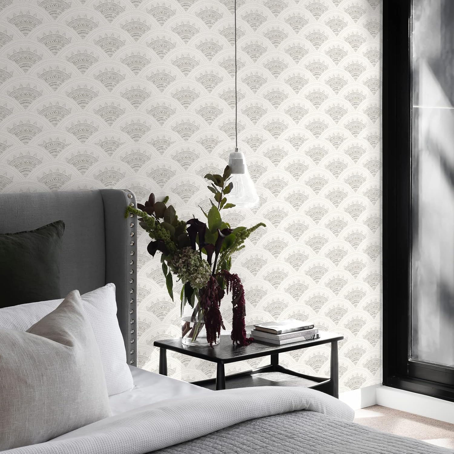 Sevalo Boho Wallpaper Peel and Stick Modern Wallpaper Beige Boho Contact Paper for Cabinet Geometric Wall Paper Self-Adhesive Removable Bedroom Bathroom Waterproof Accent Wall Drawer Liner 17.3”×393”