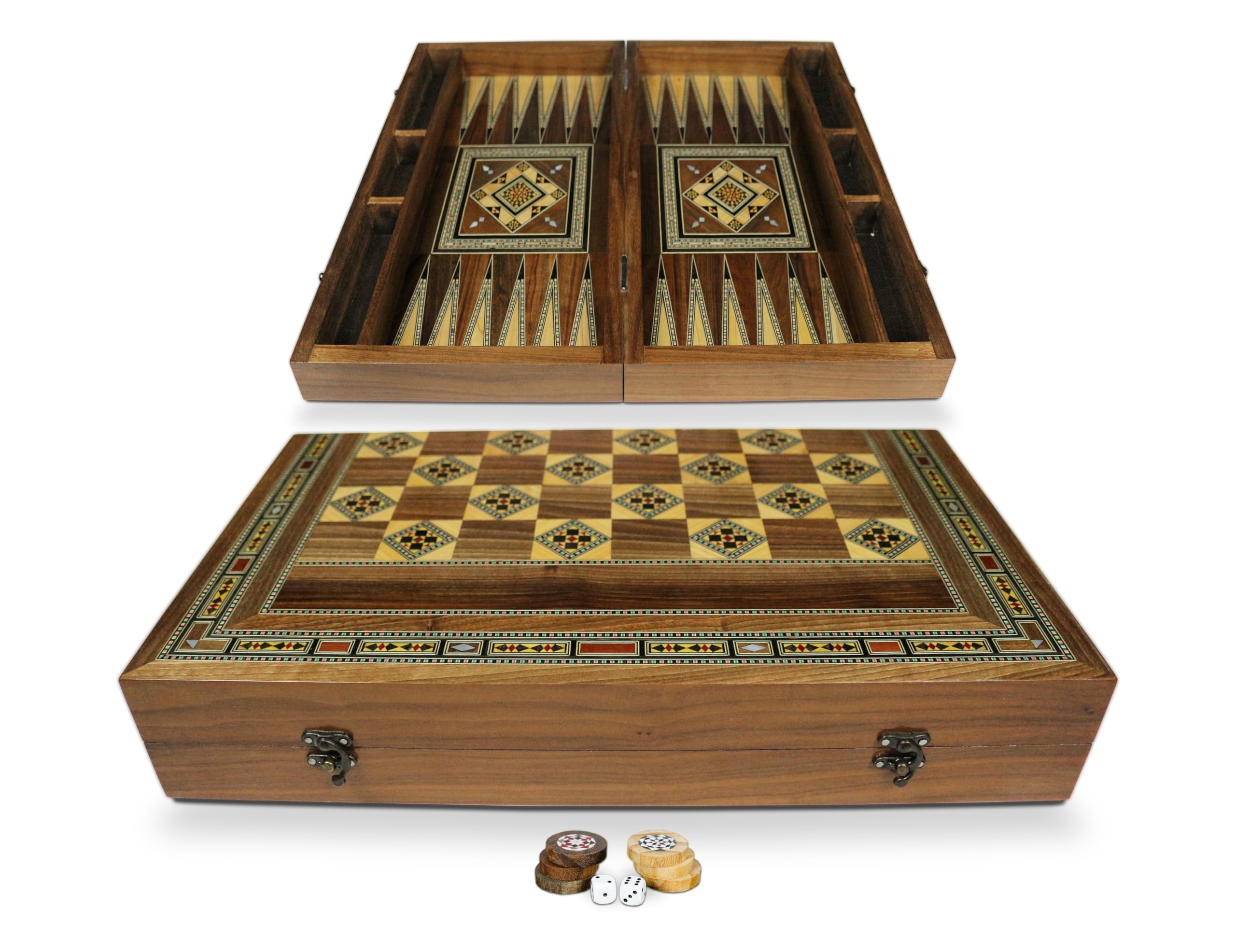 Elessar 50 x 60 cm in legno Backgammon Tavla/Gioco di scacchi/DAMA Board BK 60 con 30 pietre in legno Backgammon