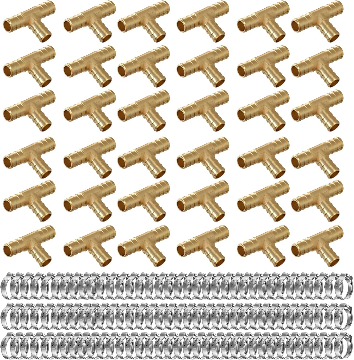 1/2 Inch Pex Fittings with PEX Cinch Clamps Set For Pex Pipe (Fittings x 36Pcs+Clamps x 84PCS)