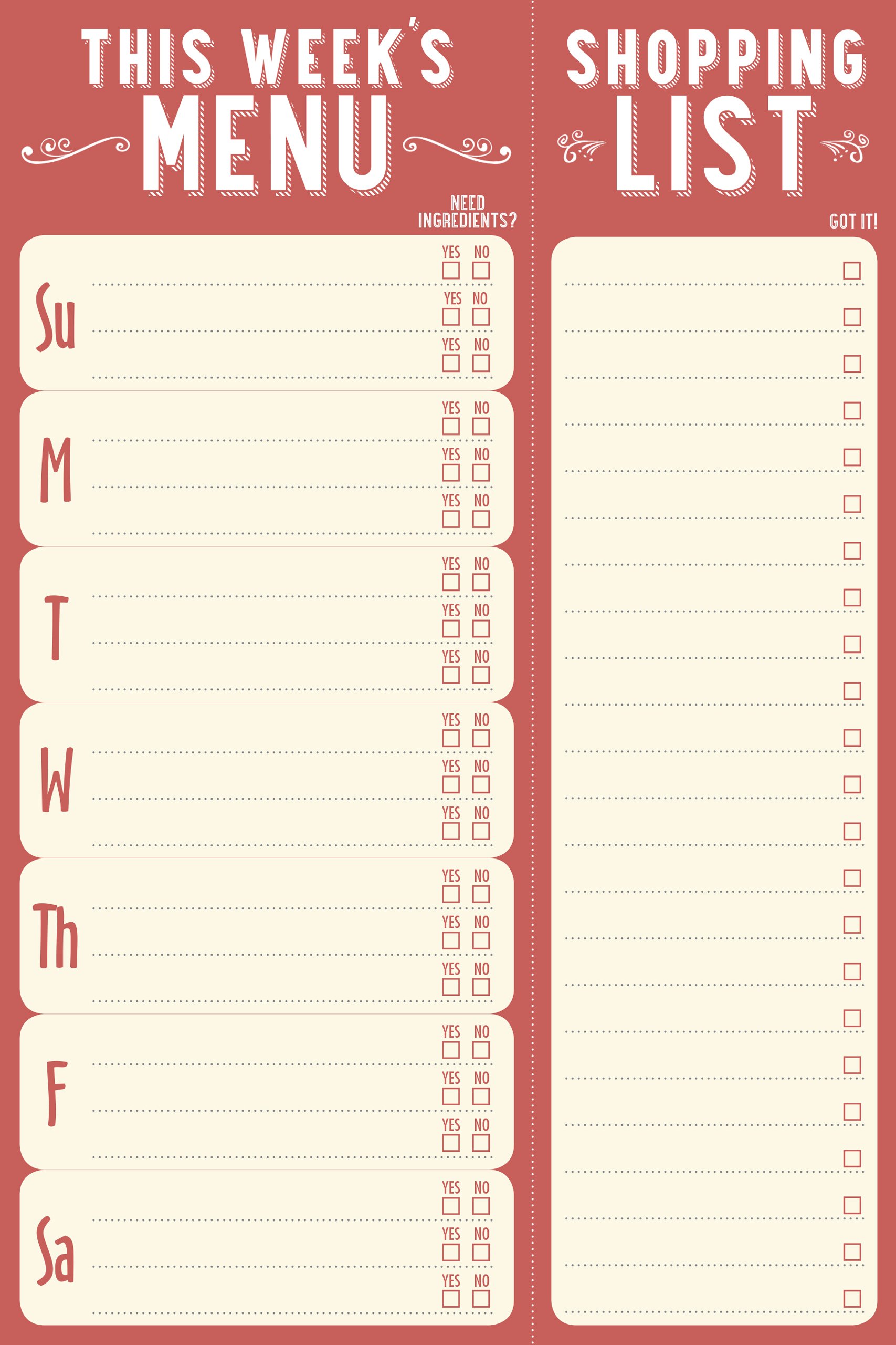 This Week's Menu Note Pad (60 sheets)