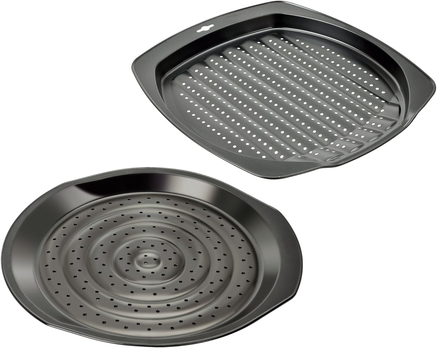 2 Stück Runde Pizzableche Aus Karbonstahl - Antihaftbeschichtet & Spülmaschinenfest