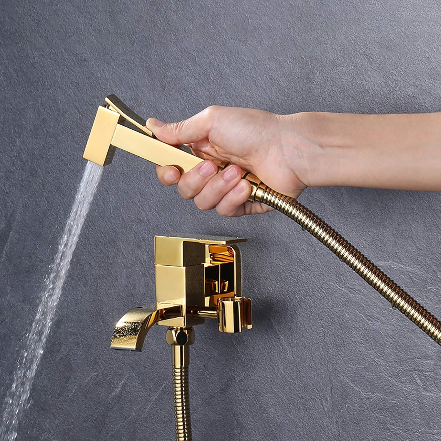 Titanium Gold Handheld Bidet Sprayer for Toilet Brass Toilet Bidet Sprayer Kit Wall Mounted Bathroom Cloth Diaper Sprayer Set with Single Cold Water, for Personal Hygiene-Type a