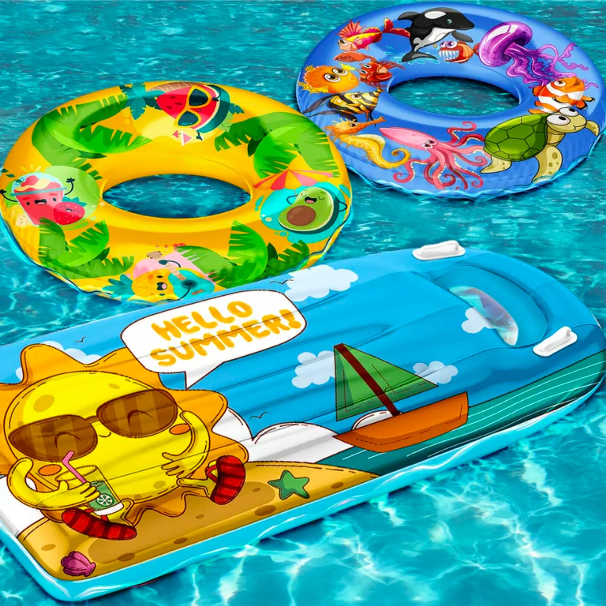 Three Part Pool Float Snapklik.com : JoyX 3-Pack Kids Pool Floats - Inflatable Swimming Rings