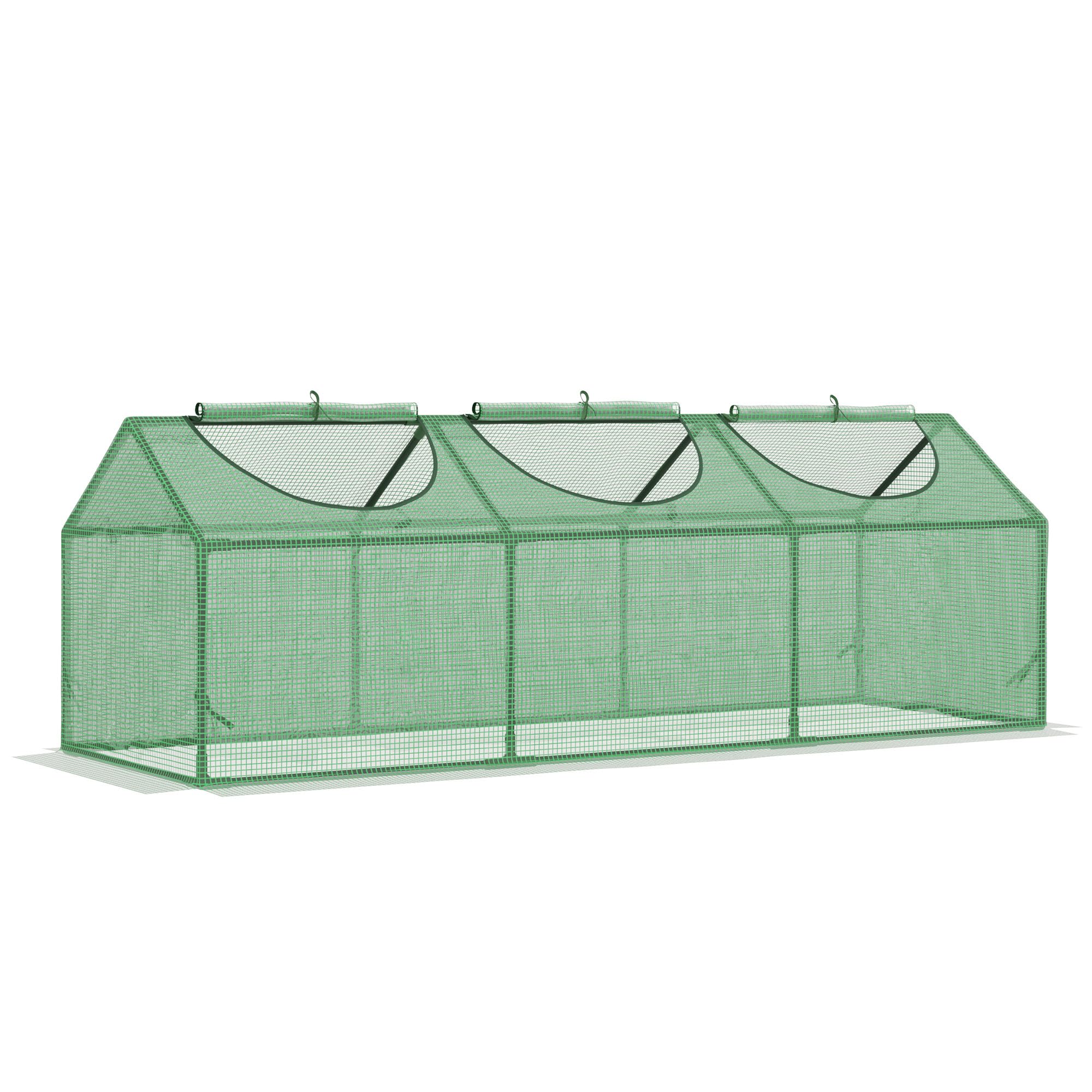 – Outsunny Mini Serra da Giardino con 3 Finestre Avvolgibili e Copertura PE Anti-UV, 180x60x60cm, Verde