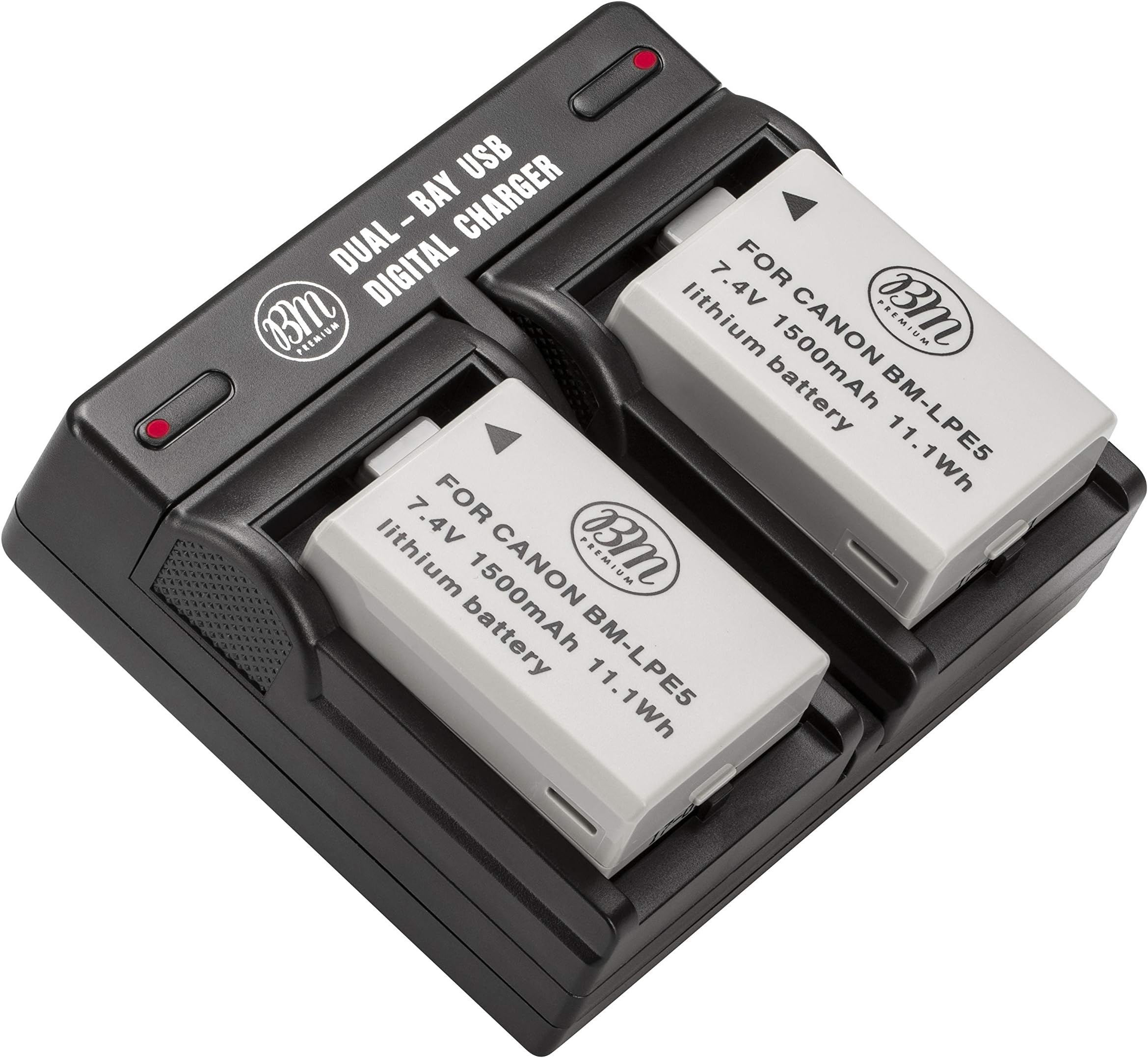 2 Pack of LP-E5 Batteries and USB Dual Battery Charger Kit for Canon EOS Rebel XS, Rebel T1i, Rebel XSi, 1000D, 500D, 450D, Kiss X3, Kiss X2, Kiss F Digital SLR Camera