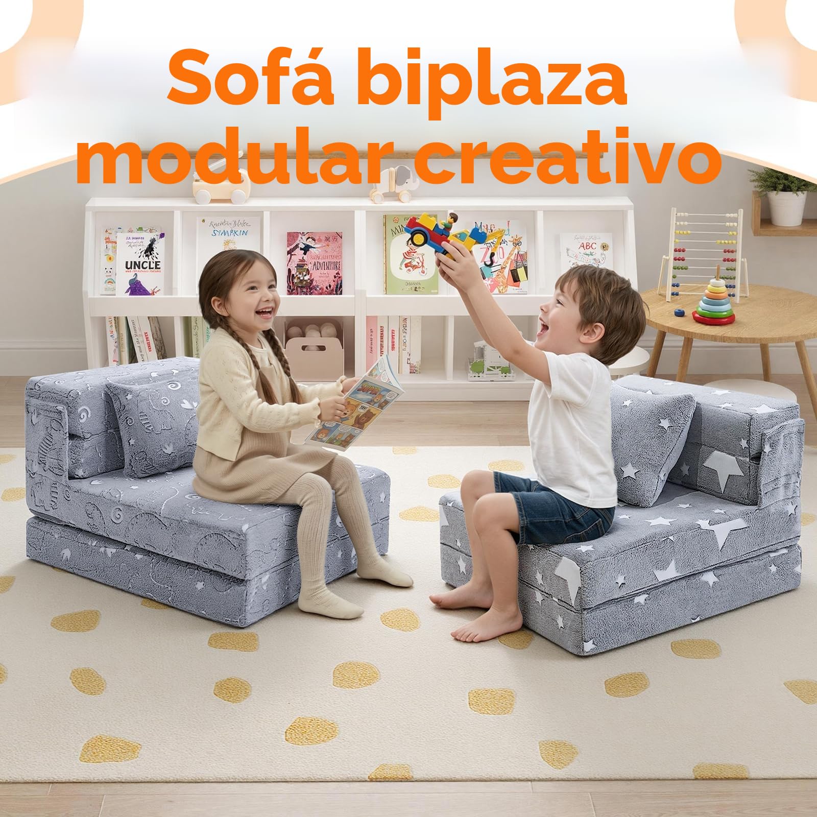 MeMoreCool Sofá Plegable Tri Parainfantil, Colchón Brillante para Niños, Sillones Infantiles, Sillon Bebe, Sala de Juegos