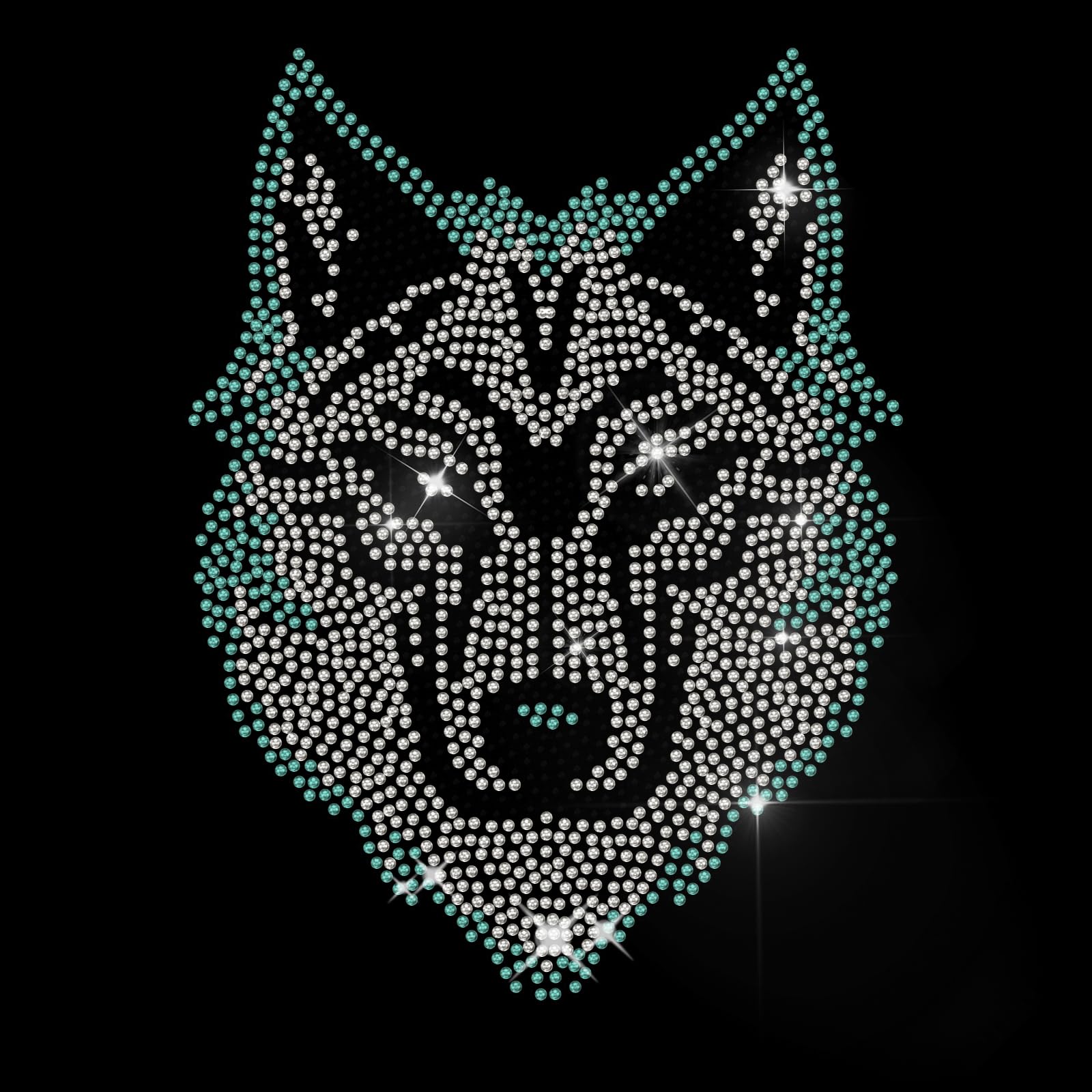 Transfert thermique strass loup 14x19 cm écusson à customiser pour veste et jean