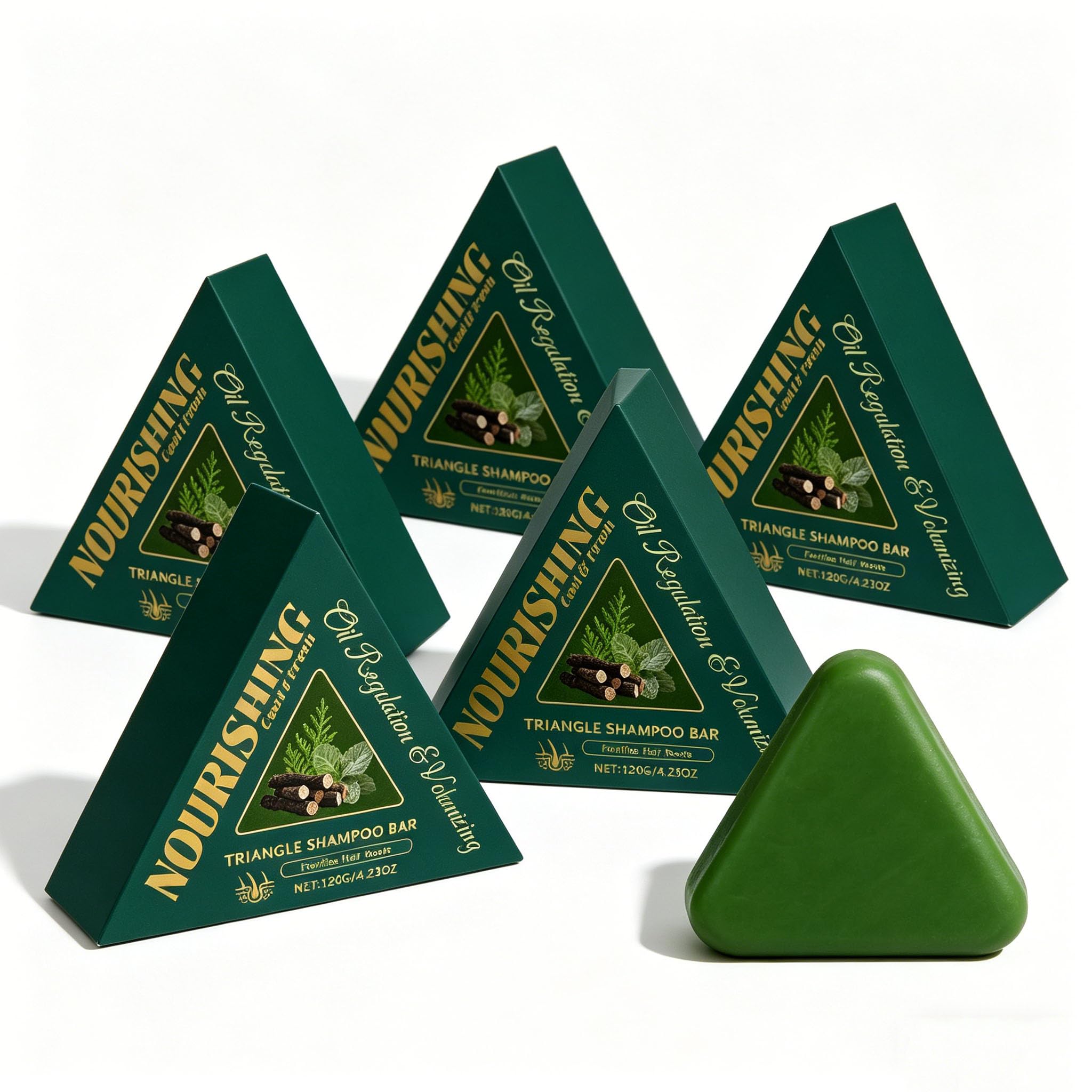 Sapone Verde Per Capelli,Nature Triangle Shampoo Bar, Usman Grass Shampoo Solido