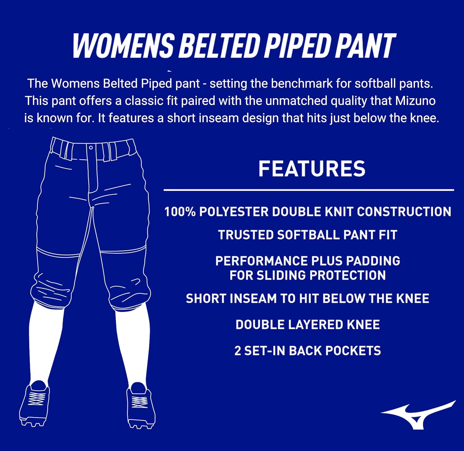 Mizuno Adult Women's Belted Piped Fastpitch Softball Pant - Image 6