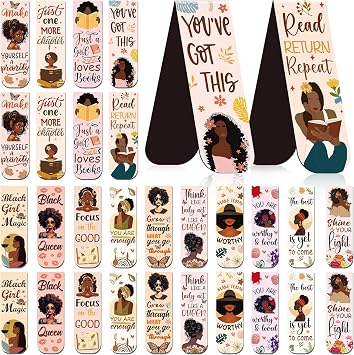 Wxiben 30 Pcs Black Girl Magnetic Bookmark Black Women Book Mark Page Clip