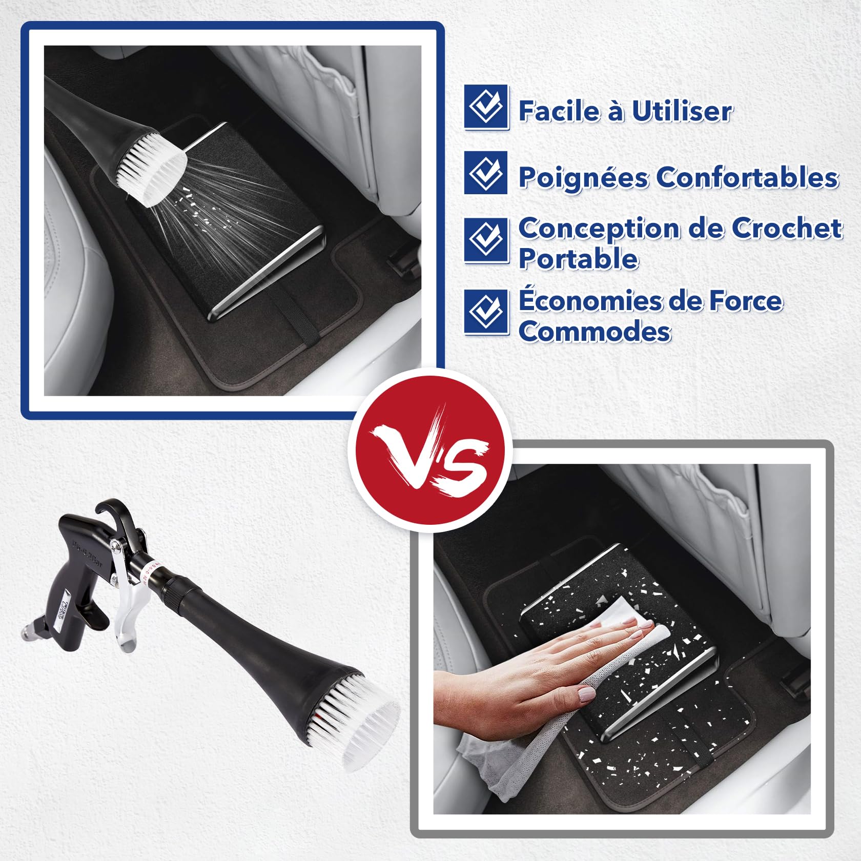 CarBole Pistolet de Nettoyage Voiture Intérieur,Pistolet de Soufflage et Séchage,pour 6~9,2 Bar Air Comprimé,Kit de Lavage,Peut Nettoyer Efficacement l'intérieur de la Voiture