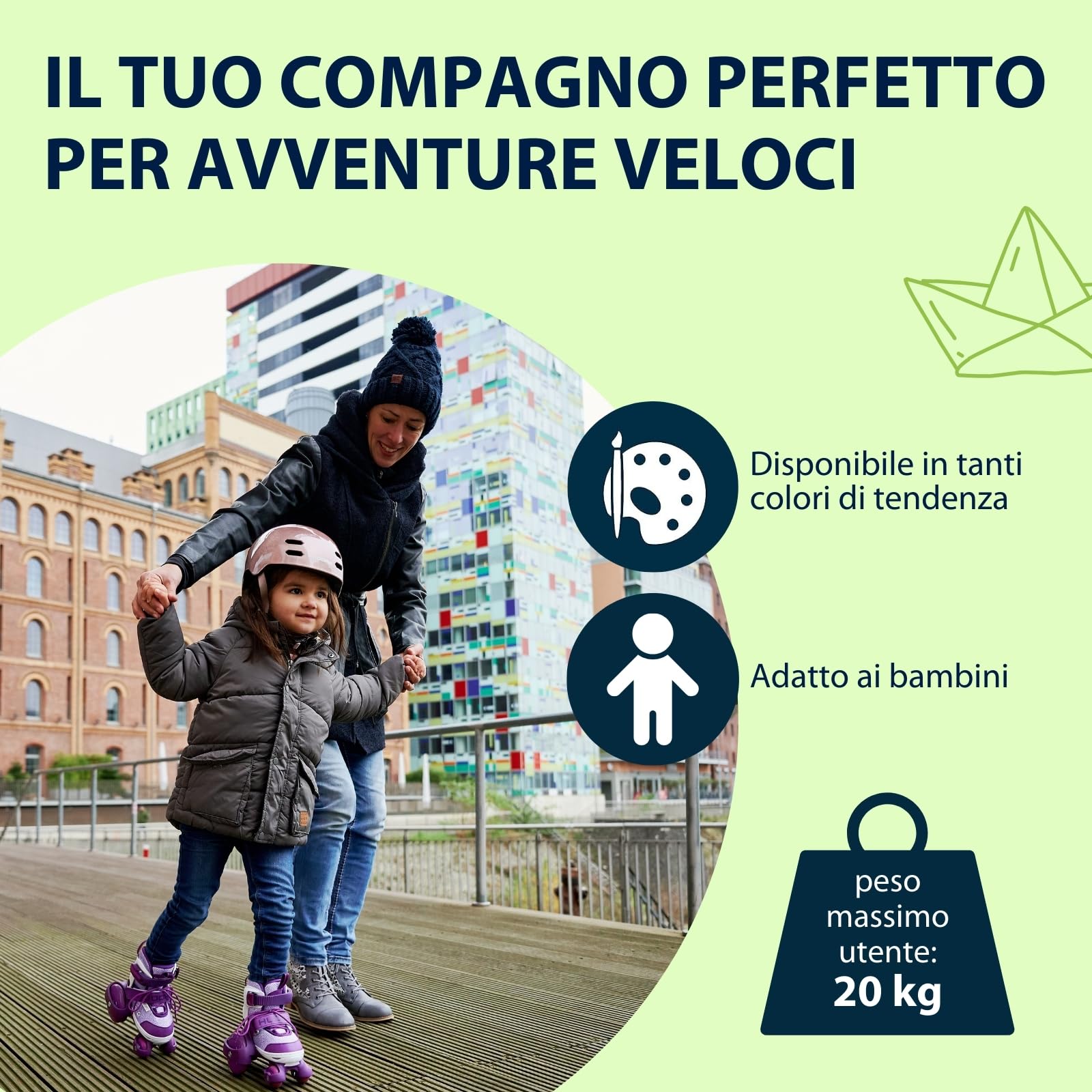 HUDORA Pattini a rotelle My First Quad in diverse misure e colori - pattini a rotelle di qualità per bambini fino a 20kg - pattini regolabili - sicuri e con rotelle grandi per iniziare