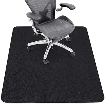 Sycoodeal Office Chair Mat for Hardwood Floor,Office Computer Gaming Chair Mat for Tile Floor,Large Floor Protector Rug,Anti-Slip,Easy to Clean,Pure Black(48