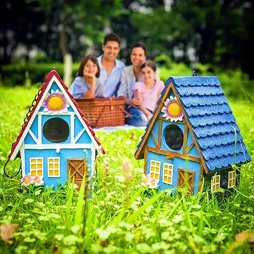 Miniatura 7 de Casa para pájaros de jardín para exteriores, colgar al aire libre, campestre, lindas casas de pájaros para pinzones de Wren, colibrí, árbol de