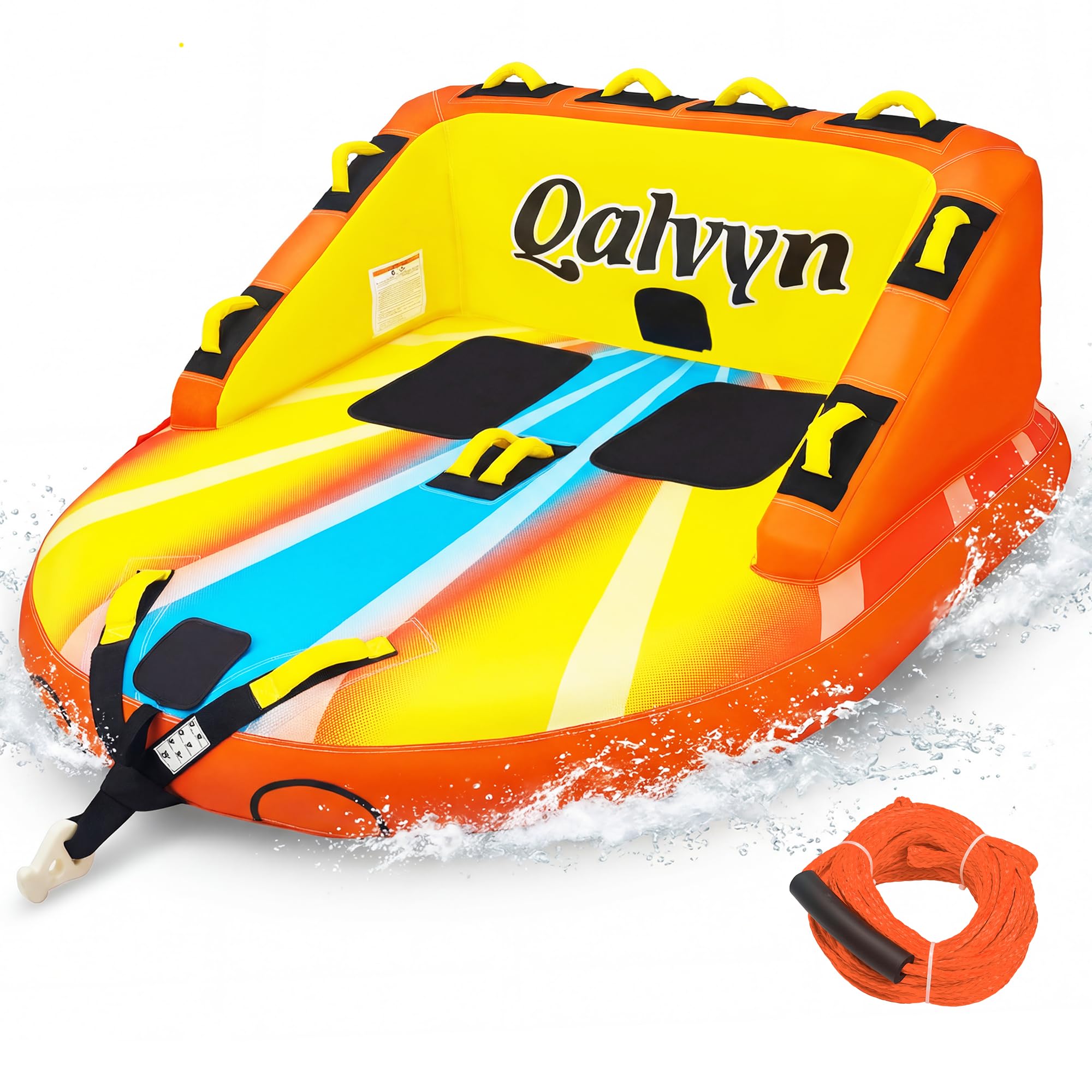 1-2 Person Inflatable Towable Tubes for Boating – Heavy-Duty Nylon Cover, EVA Foam Pads, Dual Tow Points for Easy Pulling, Patented Speed Valve for Quick Setup