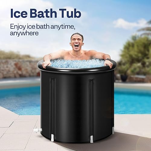 Miniatura 9 de VIVOHOME Bañera de hielo para atletas y amantes del fitness, bañera de inmersión fría portátil de 33.5 pulgadas de diámetro para terapia de