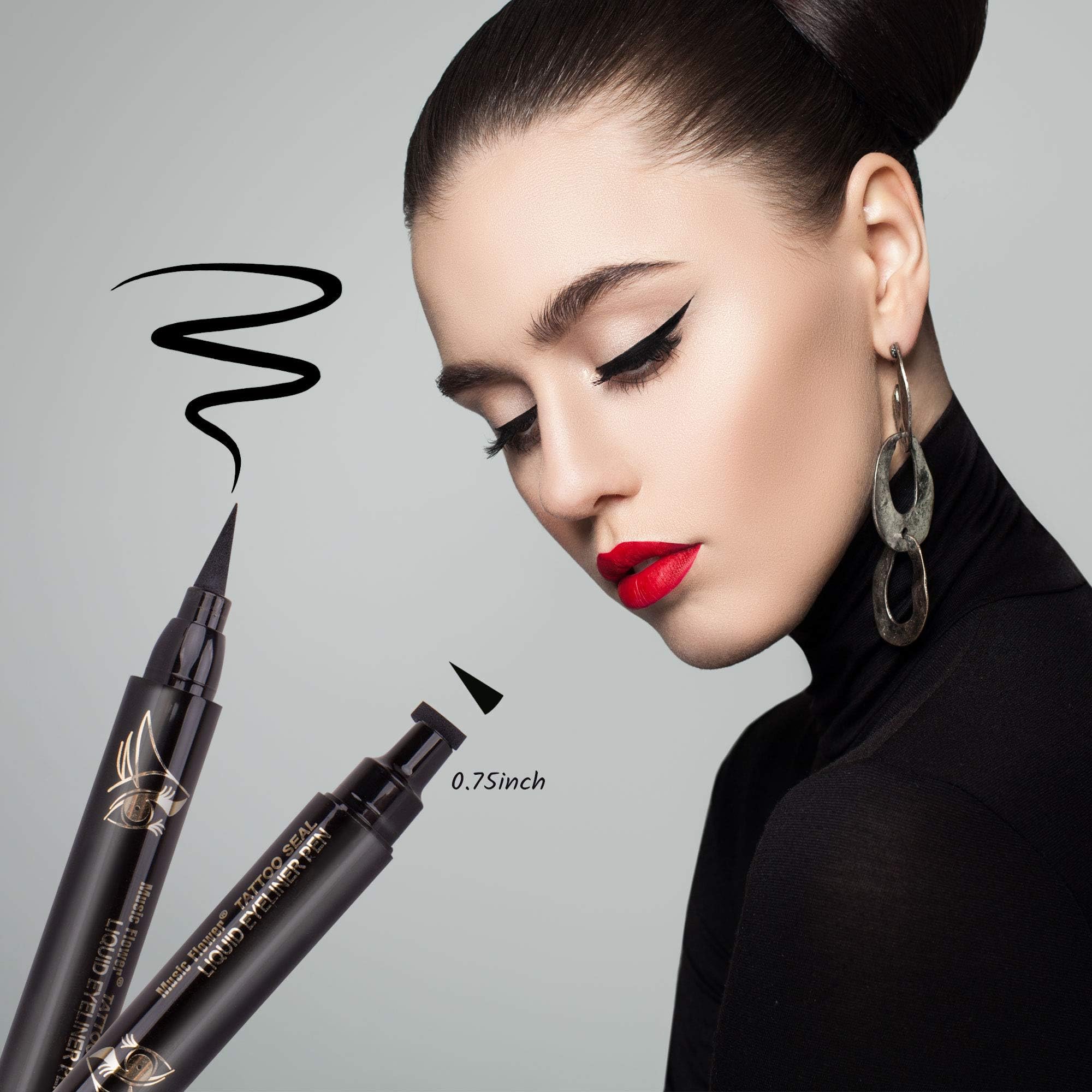 Double-Sided Winged Liquid Eyeliner Stamp by Tatyana Naturals (10mm, Matte Black) Smudge-Proof, Waterproof, Create Perfectly Identical Wings for Your Cat Eye Makeup