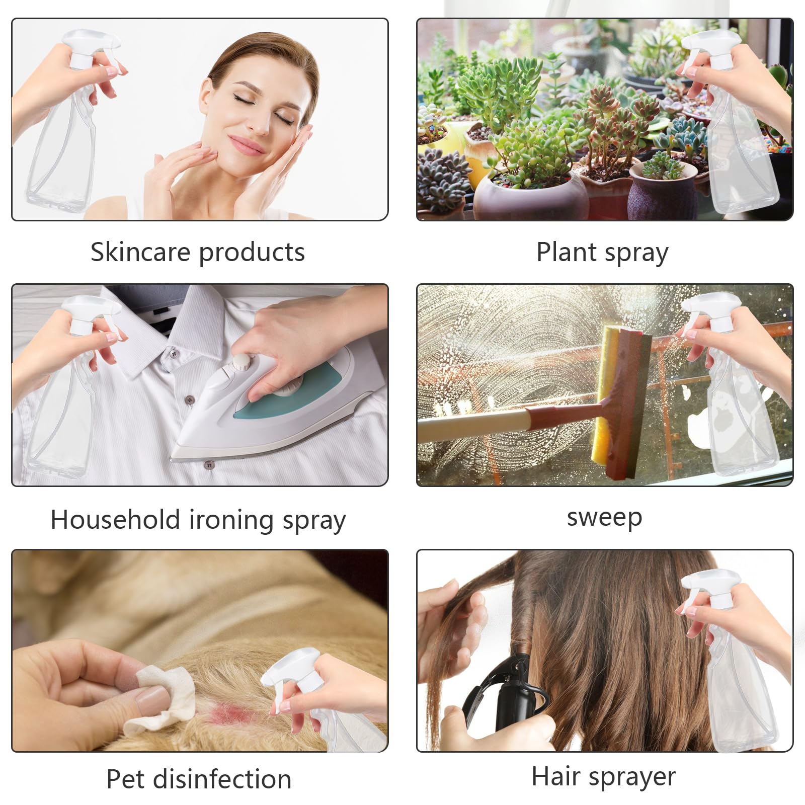 Set 3 Flaconi Spray ASelected 500ml Con Ugello Regolabile - Ambata Per Piante, Pulizia E Profumi - Riutilizzabili - 3