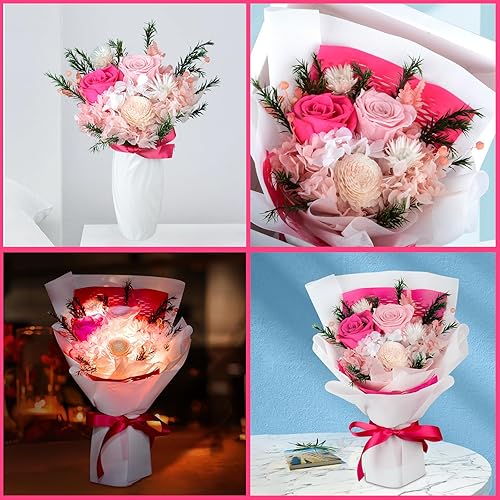 Miniatura 7 de Oso de musgo de rosa preservada con 100 collares "I Love You", regalos para mujeres, novia, esposa, mamá, abuela, Navidad, San Valentín, día de la