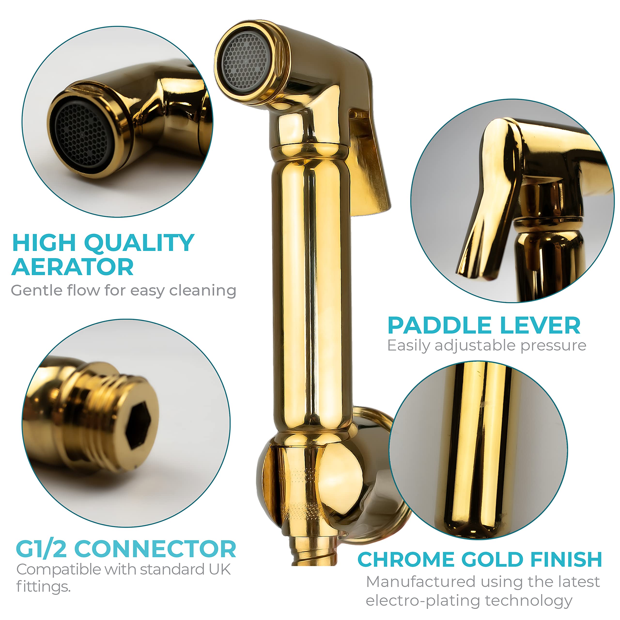 Gold Handbrause-Set | Muslimische Shattaf Dusche für Bidet