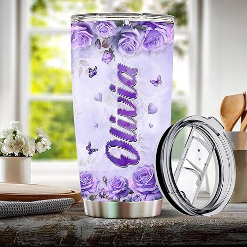Miniatura 5 de WONWIX Vaso de acero inoxidable aislado con temática de perezoso, regalo ideal para mujeres, niñas, esposa, hija, taza de café de 20 onzas, botella