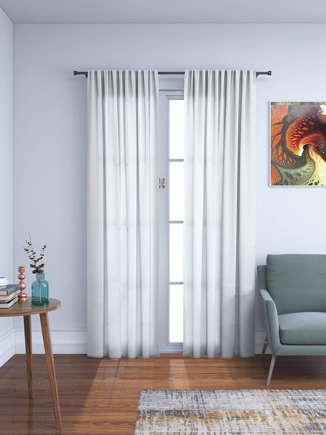 Micasa Decor Textured White Cotton Curtain 108x50 Inch