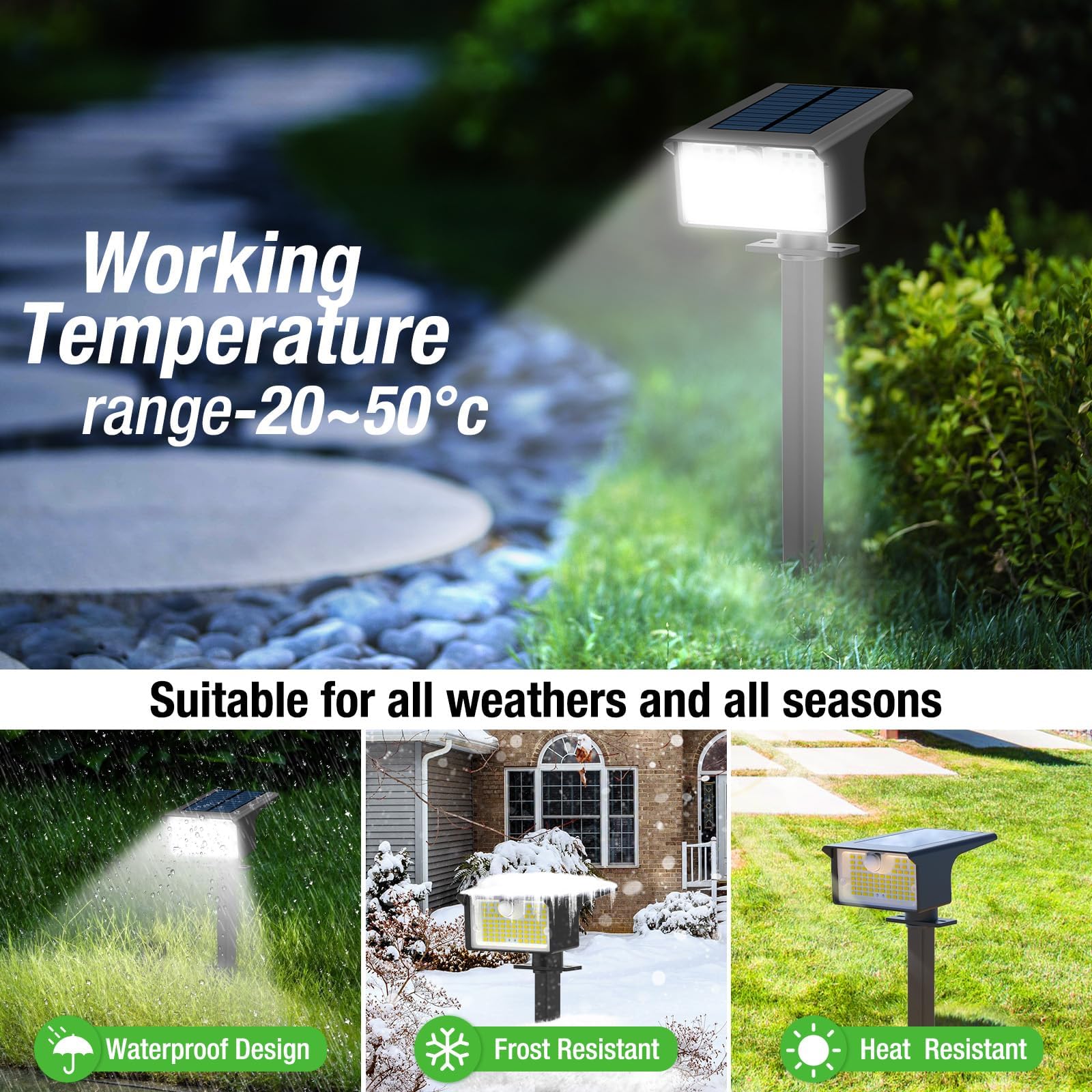 nipify 62LED 3 Modes Faretti Solari a LED da Esterno con Sensore di Movimento, 4 Pezzi Luci Lampade Solari da Giardino Potenti, IP65 Impermeabile Lampada Solare per Cortile, Vialetto, Bianco Freddo